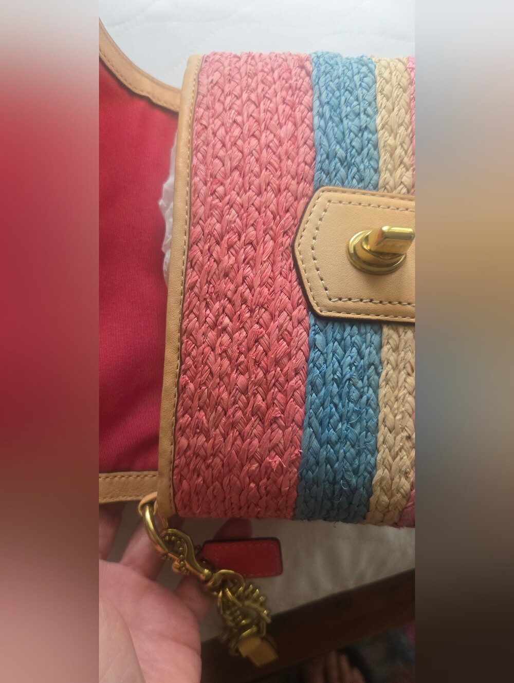 VINTAGE Coach Hamptons Multicolor Straw Wristlet – Excellent Pre-Loved Condition - Picture 8 of 8